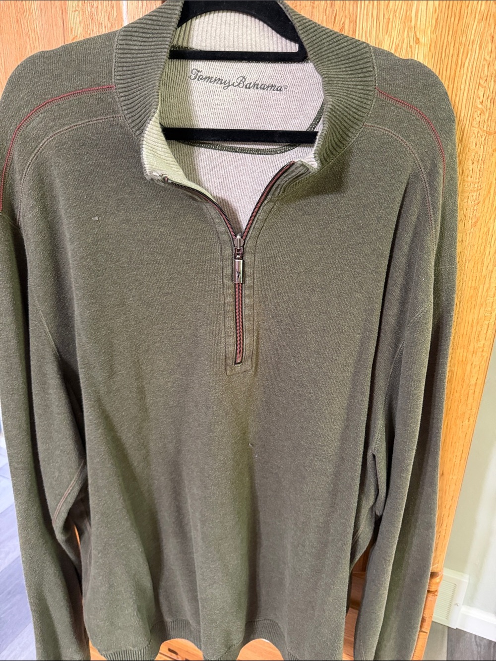 Tommy Bahama Olive Green Half-Zip Pullover Sweater